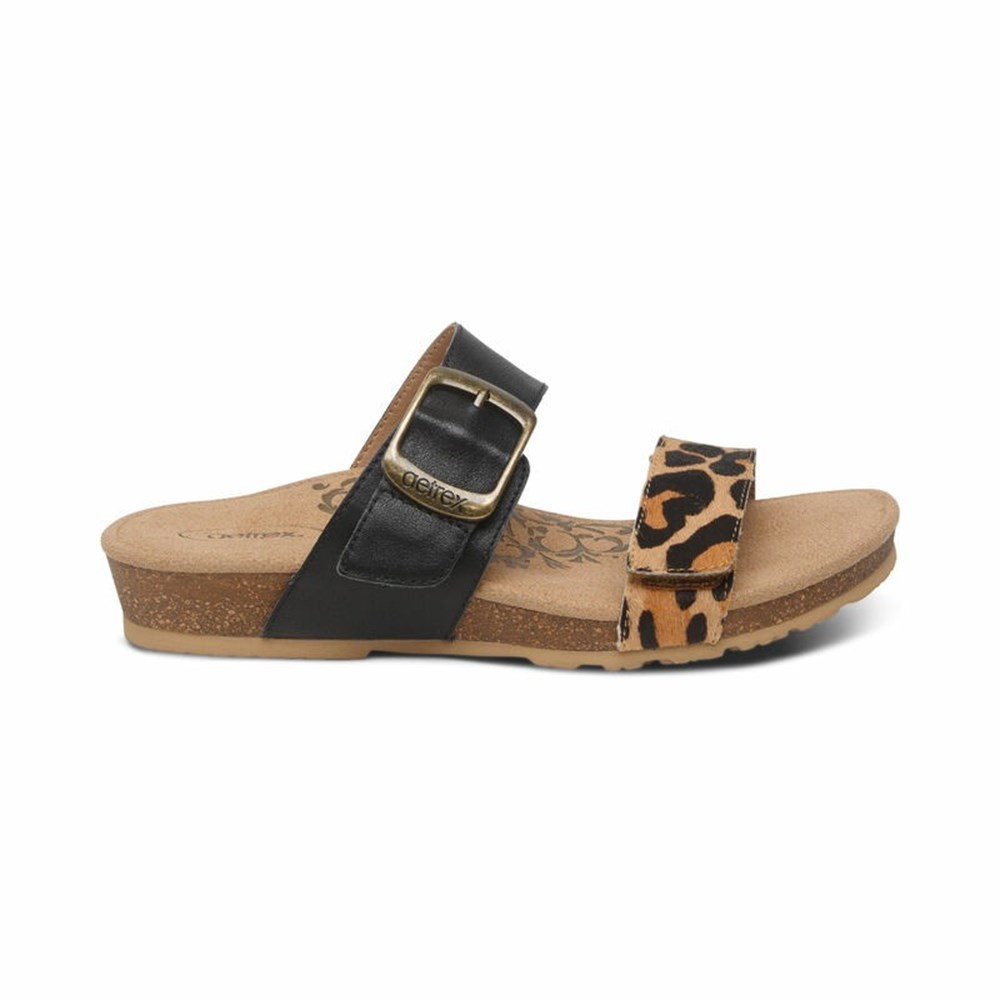 Aetrex Daisy Adjustable Slide Online Sale - Womens Sandals Leopard